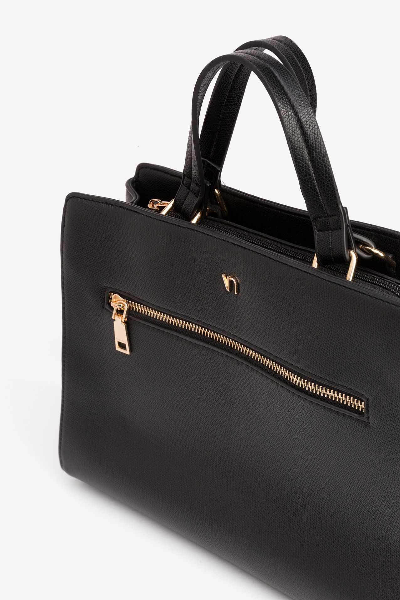 Black Handbag with Gold Details