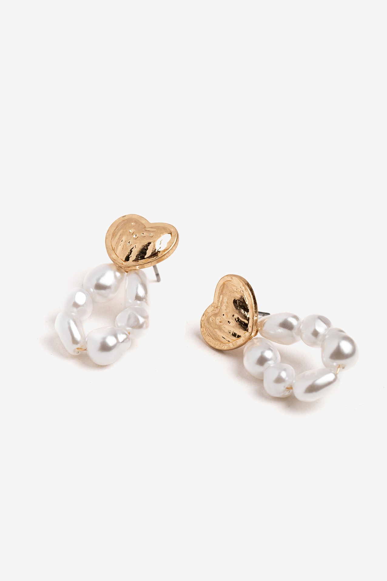 Gold Heart Pearl Earrings