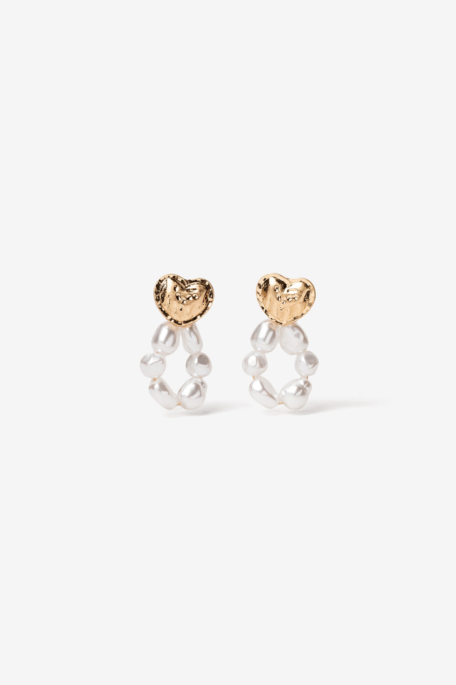 Gold Heart Pearl Earrings