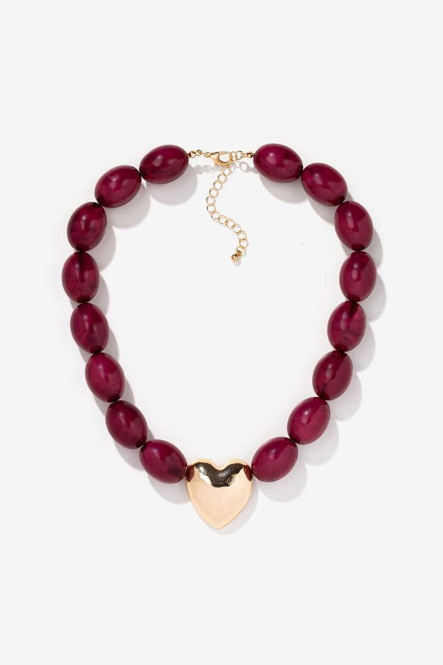 Gold Heart Beaded Necklace