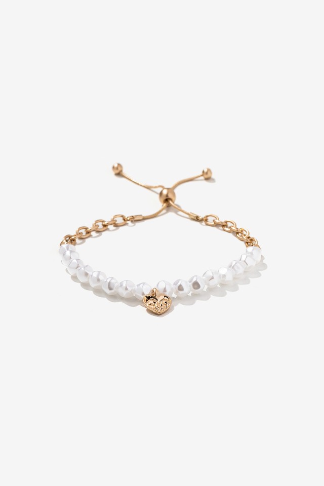 Gold Pearl Heart Bracelet