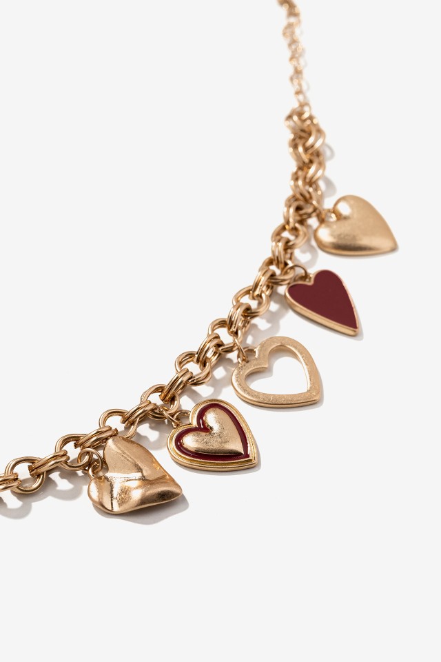 Gold Heart Charm Bracelet