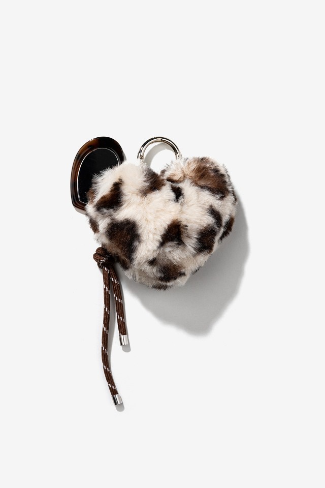 Brown Plush Heart Coin Purse