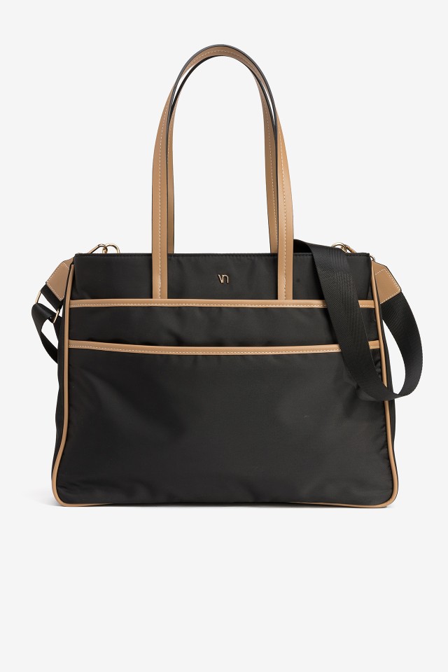 Black Tote with Brown Handles