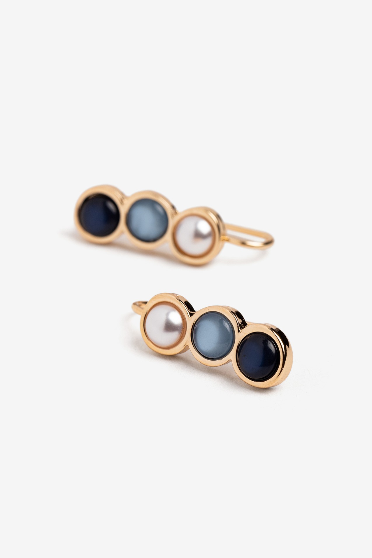 Gold Earrings with Blue Stones