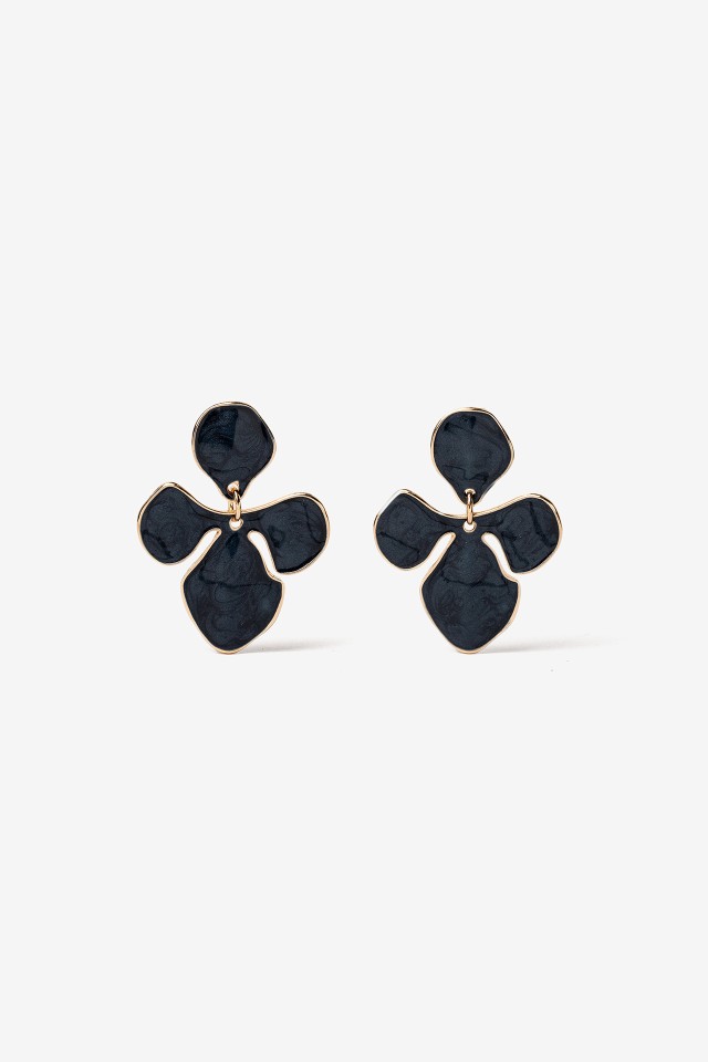 Navy Floral Earrings