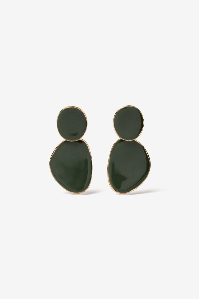 Dark Green Minimalist Earrings