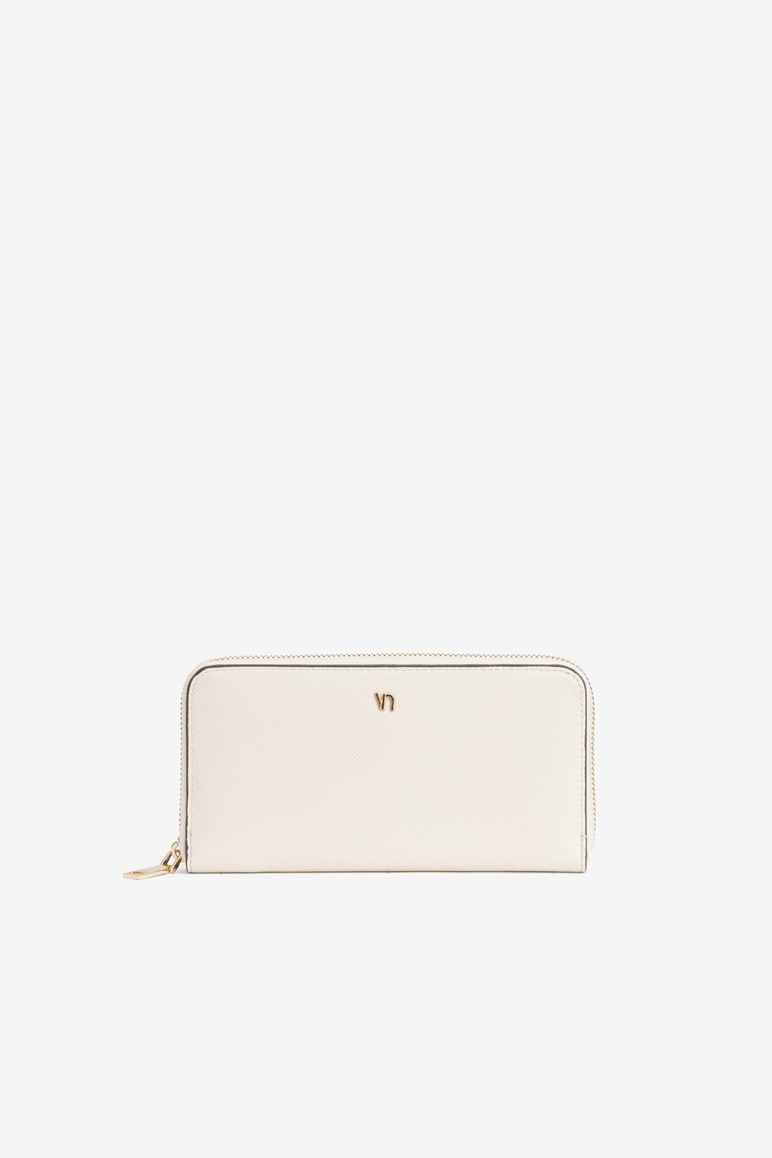 Beige Wallet with Gold Zip