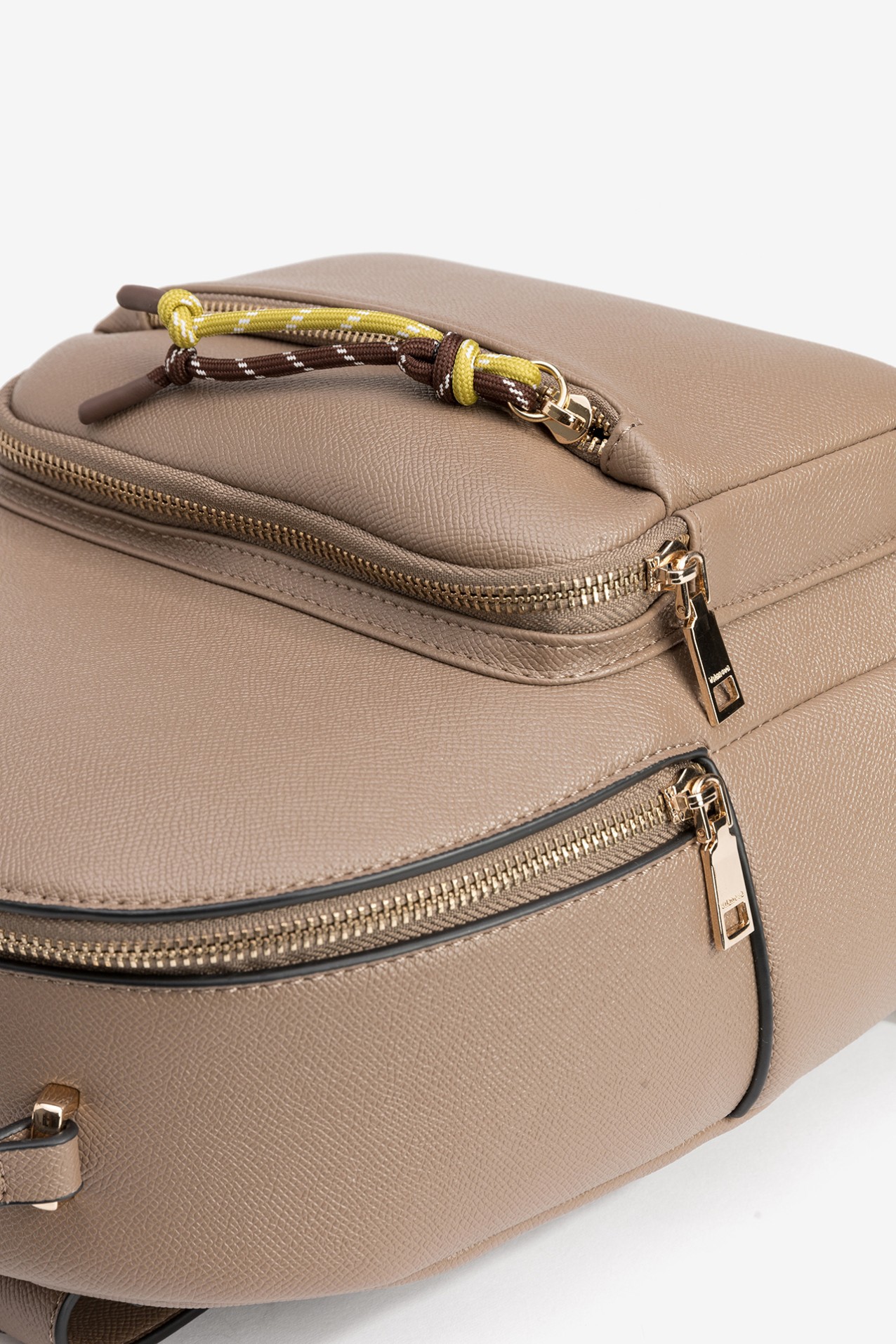 Brown Backpack with Gold Zippers