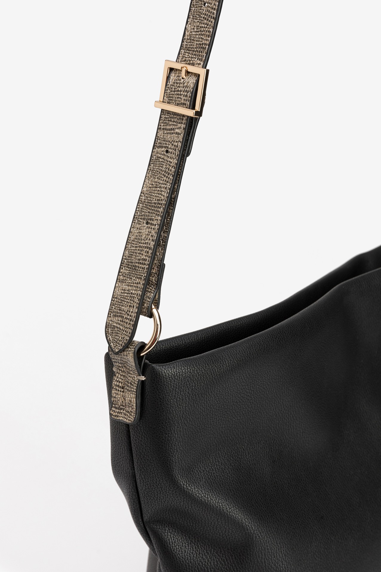 Black Textured Shoulder Bag