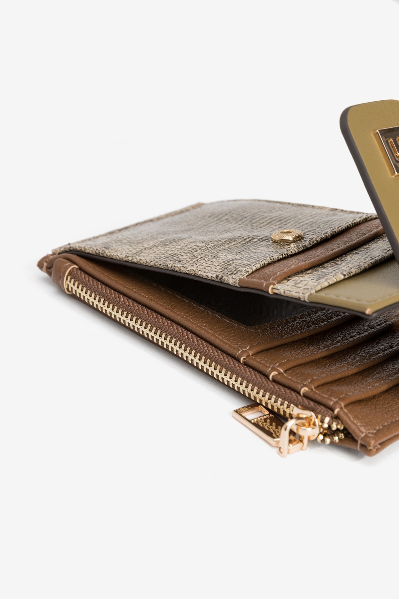 Beige Textured Coin Purse