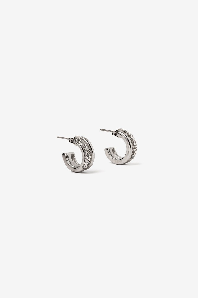 Silver Crystal Hoop Earrings