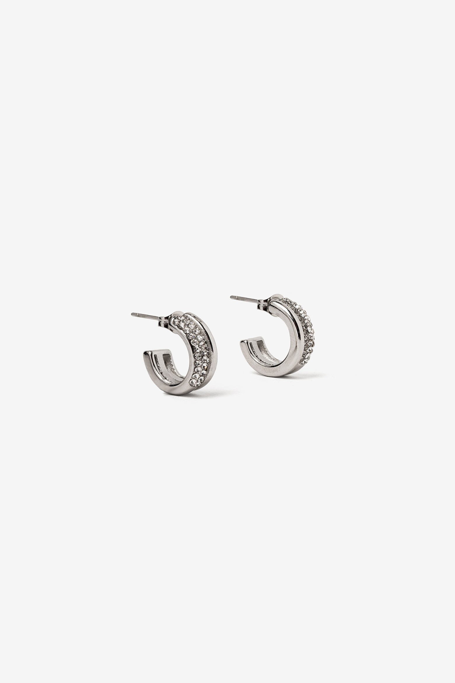 Silver Crystal Hoop Earrings