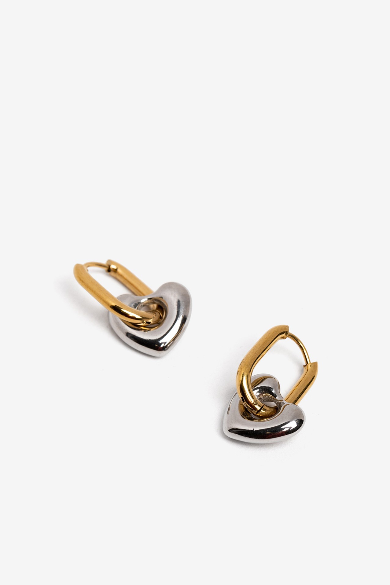 Silver Heart Drop Earrings