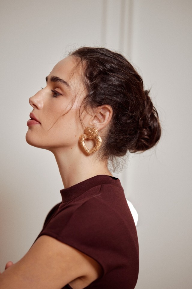 Heart-Shaped Gold Earrings