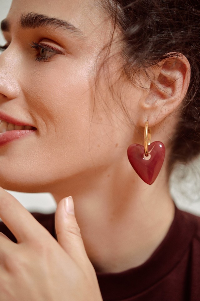 Golden Heart Hoop Earrings