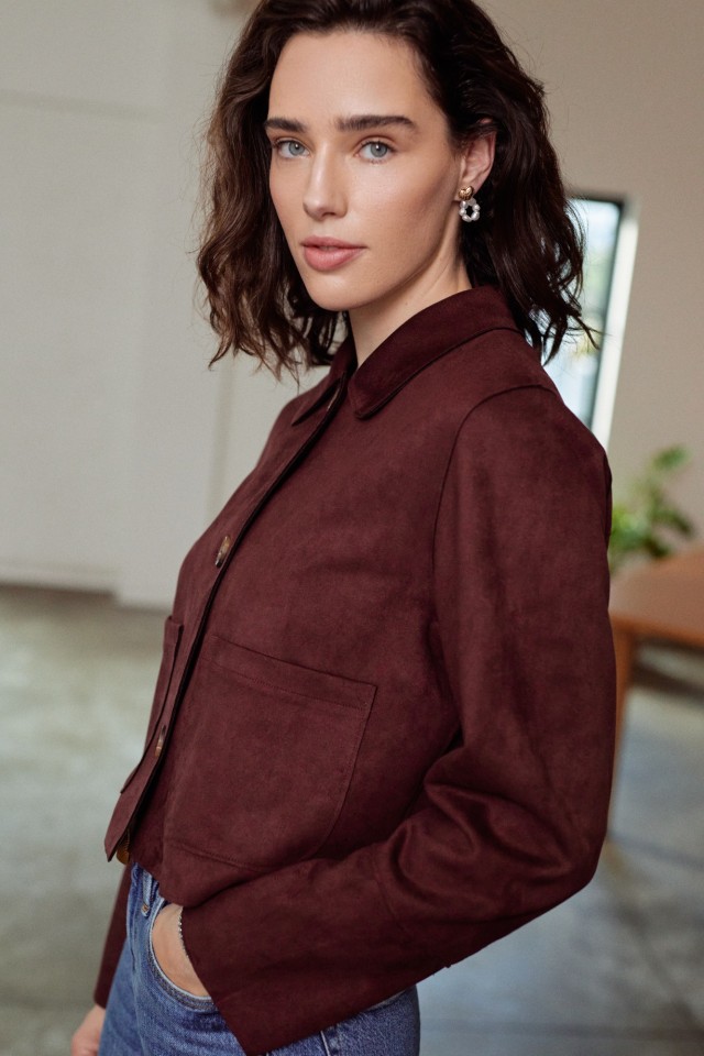 Wine-Toned Short Jacket