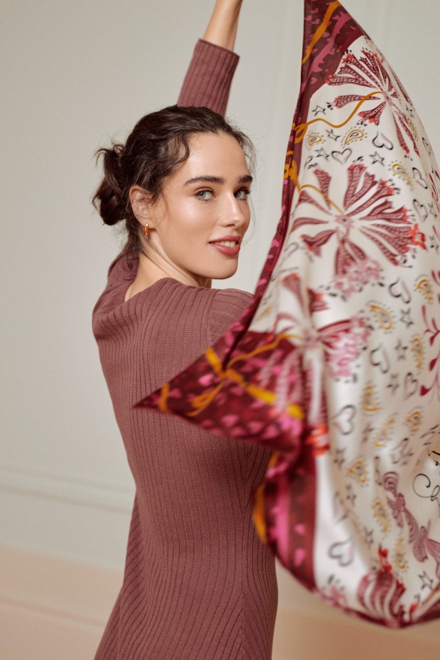 Vibrant Red Patterned Scarf