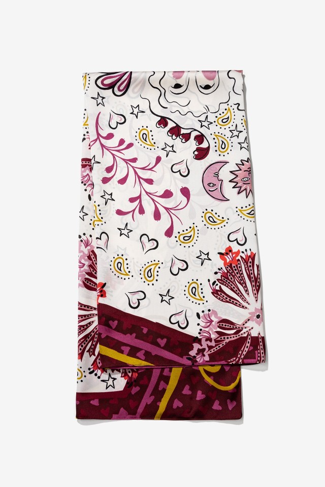 Vibrant Red Patterned Scarf