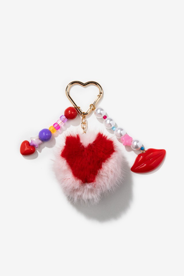 Heart-Shaped Furry Keychain
