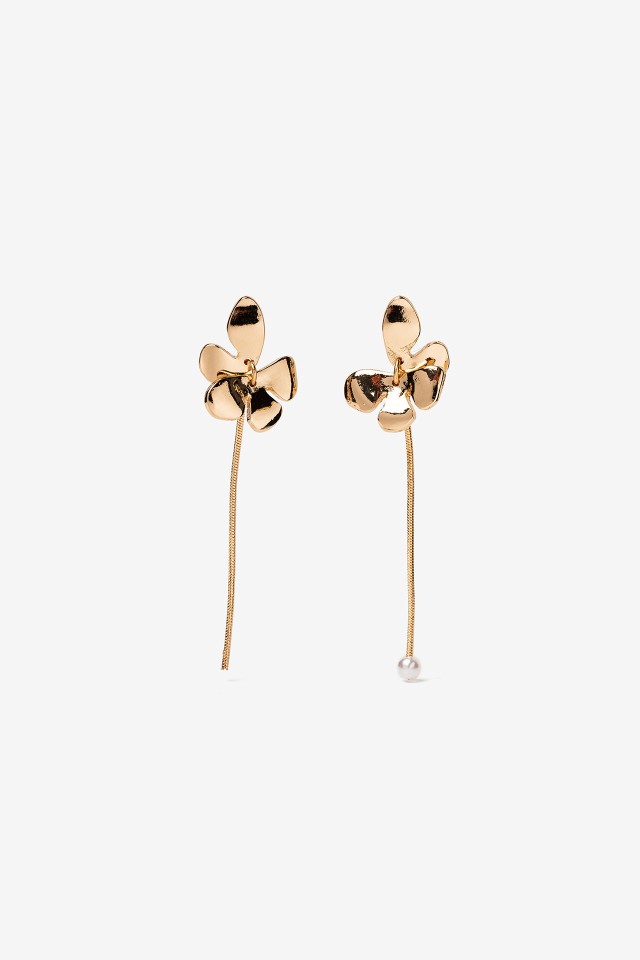 Floral Gold Drop Earrings