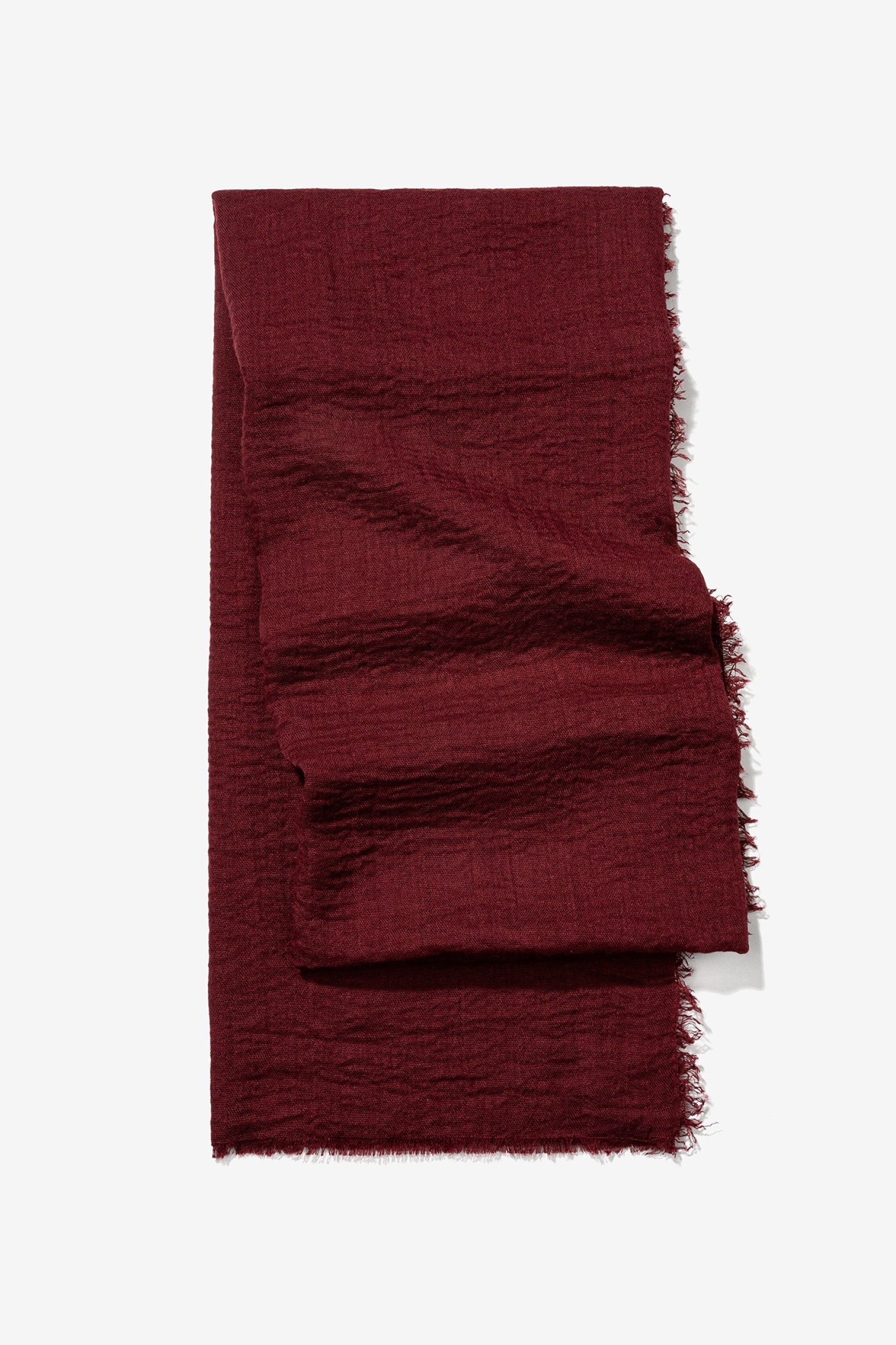 Dark Red Frayed Scarf