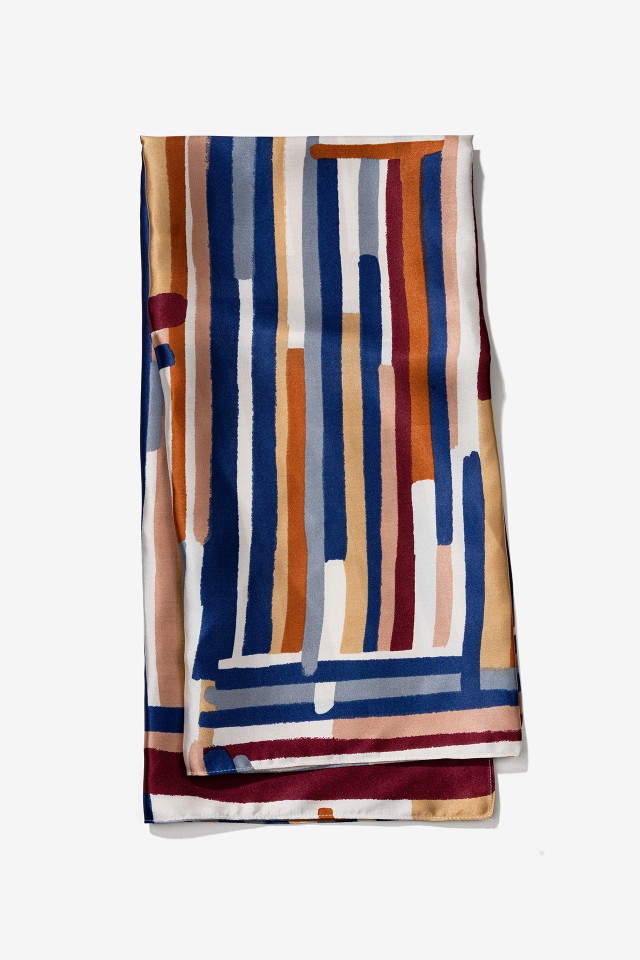 Blue Striped Rectangular Scarf