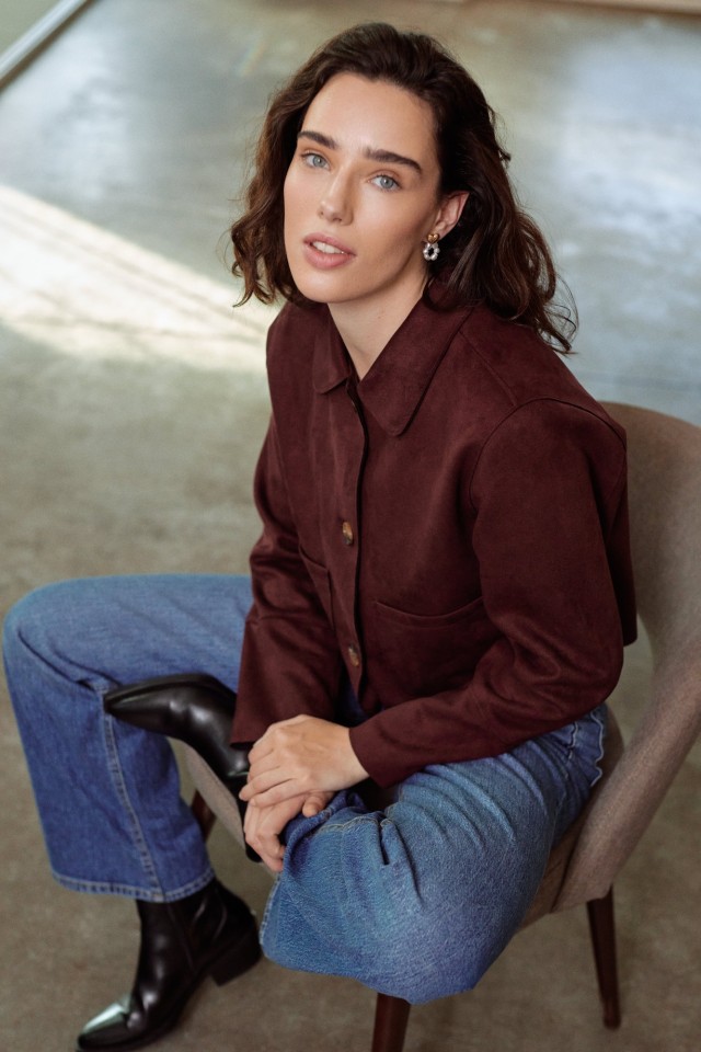 Wine-Toned Short Jacket