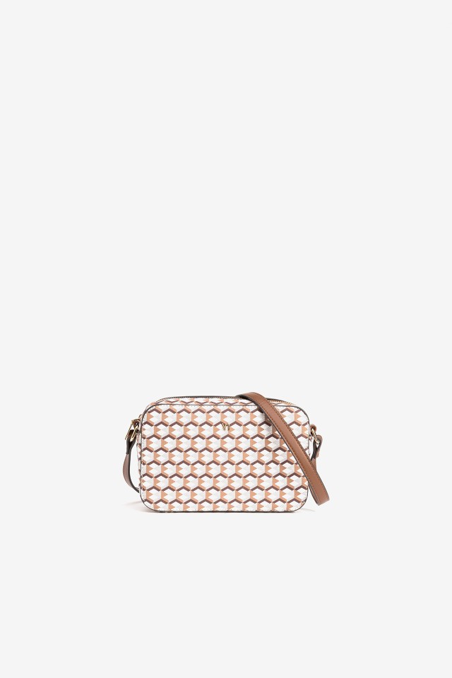 Brown Geometric Shoulder Bag