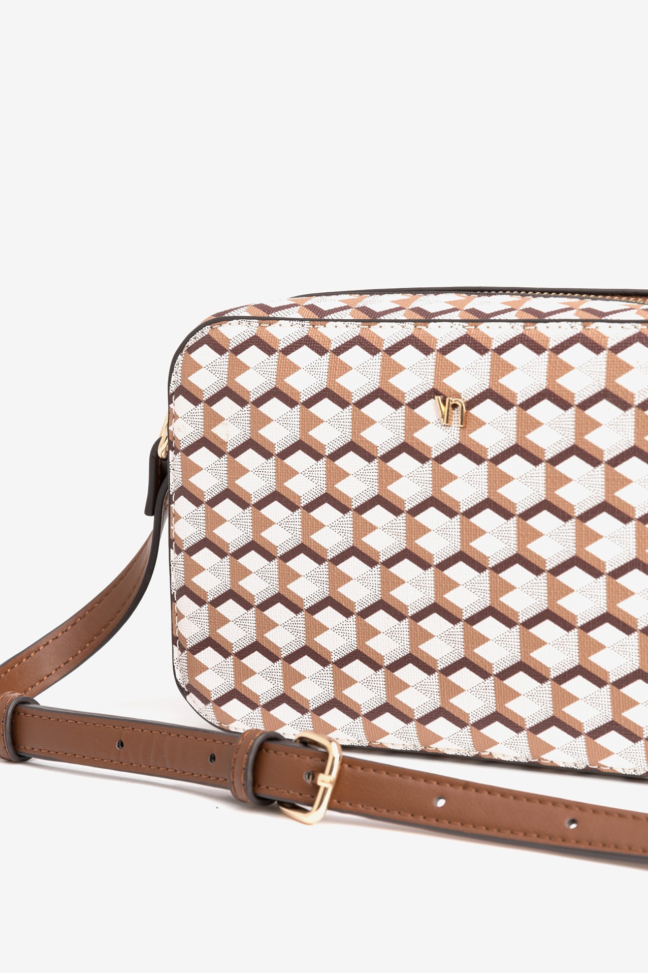 Brown Geometric Shoulder Bag