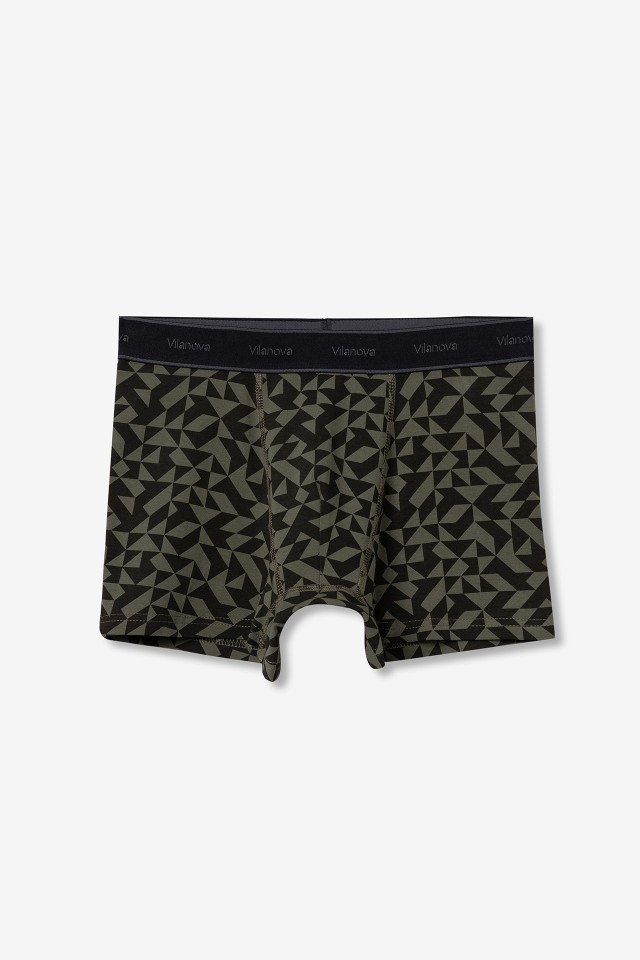 Green Geometric Print Boxers