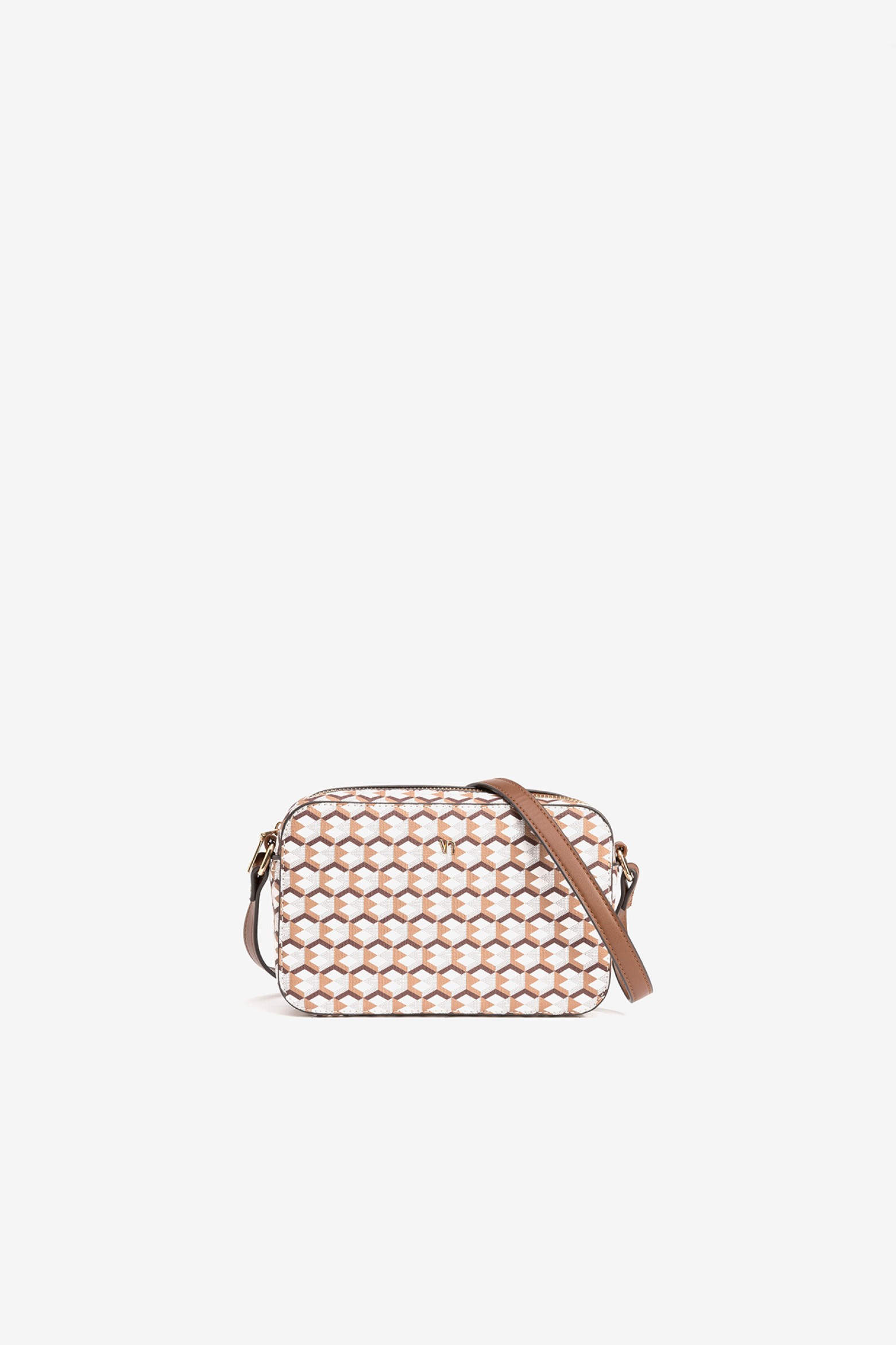 Brown Geometric Shoulder Bag