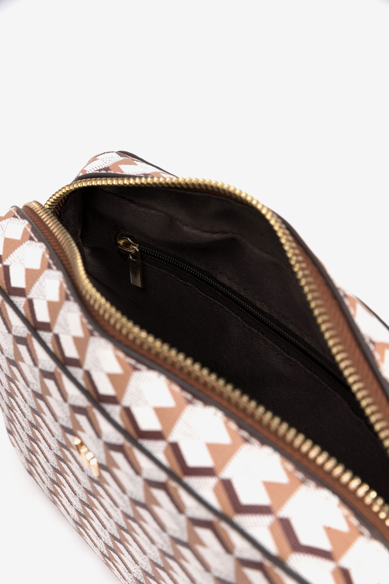 Brown Geometric Shoulder Bag