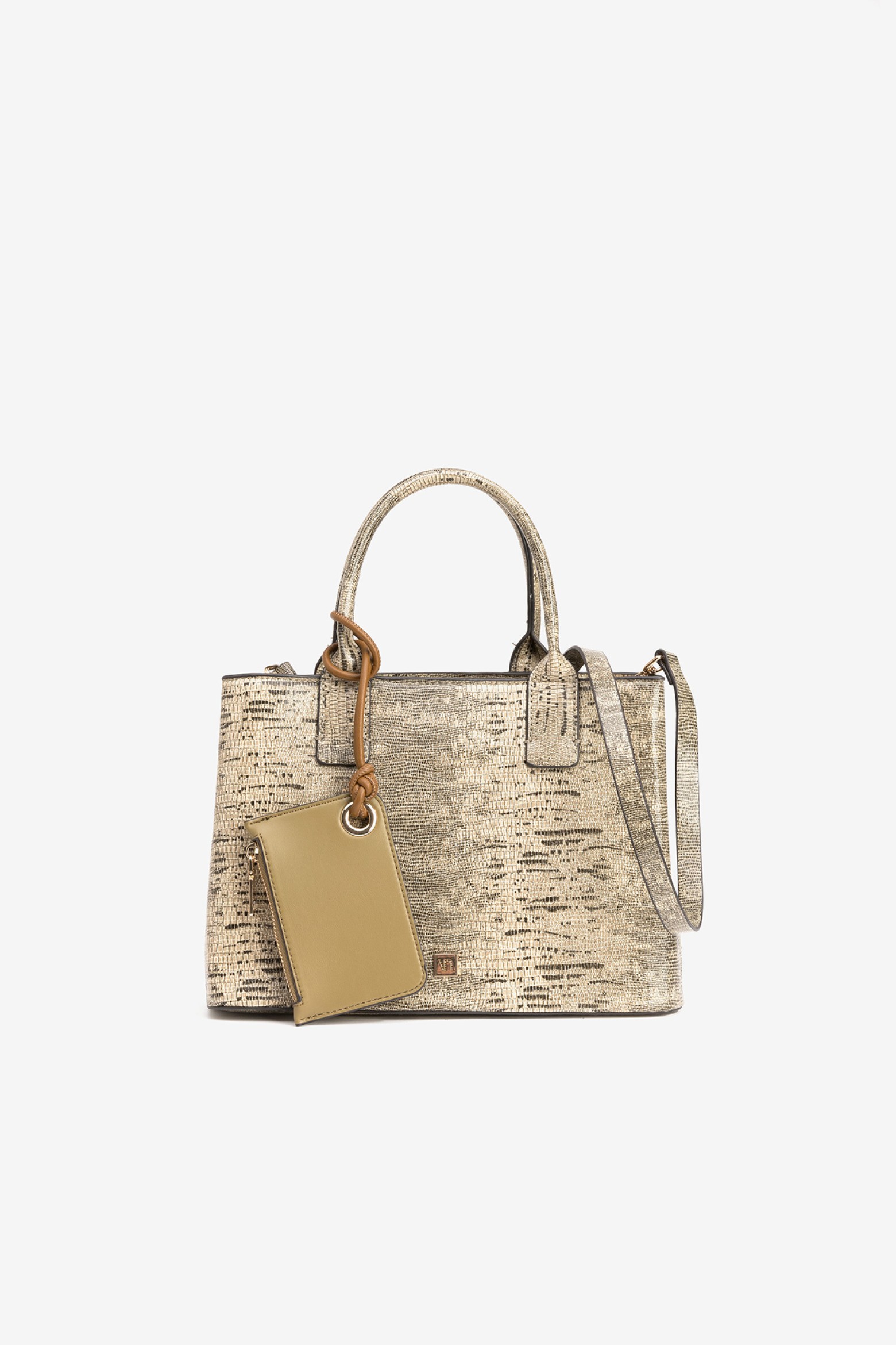 Beige Textured Structured Wallet