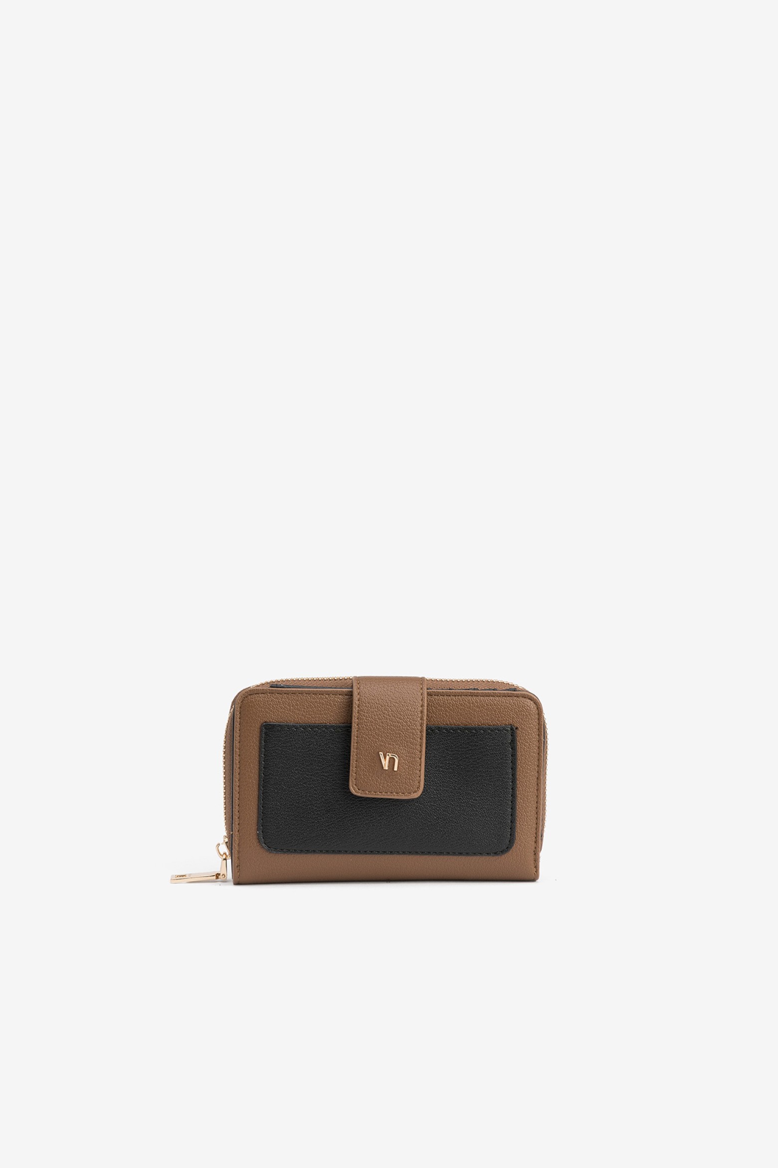 Black and Brown Zip Wallet