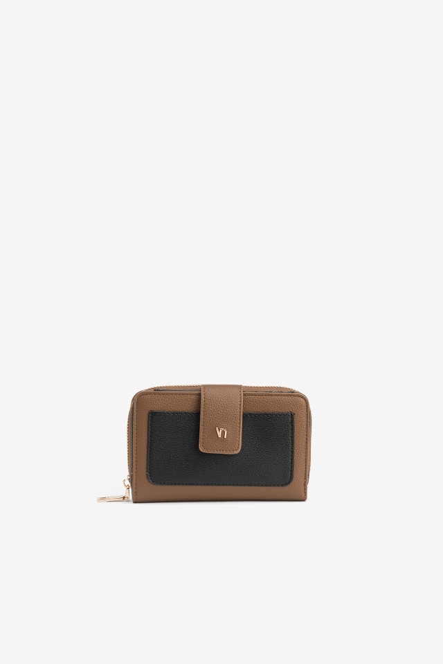 Black and Brown Zip Wallet