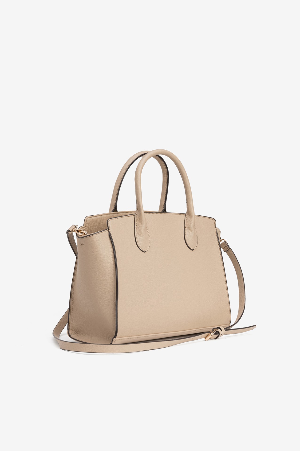 Beige Structured Shoulder Bag