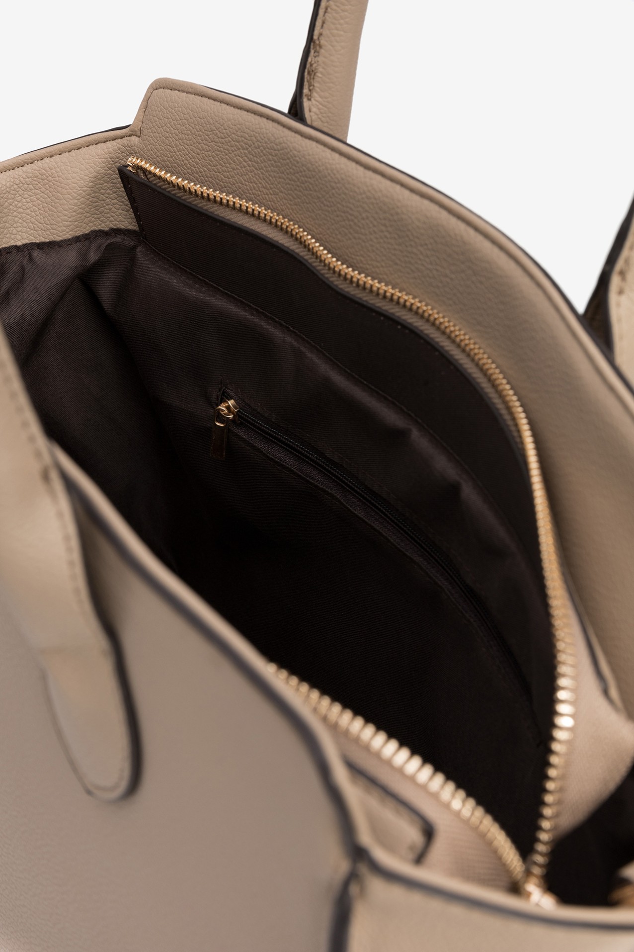 Beige Structured Shoulder Bag