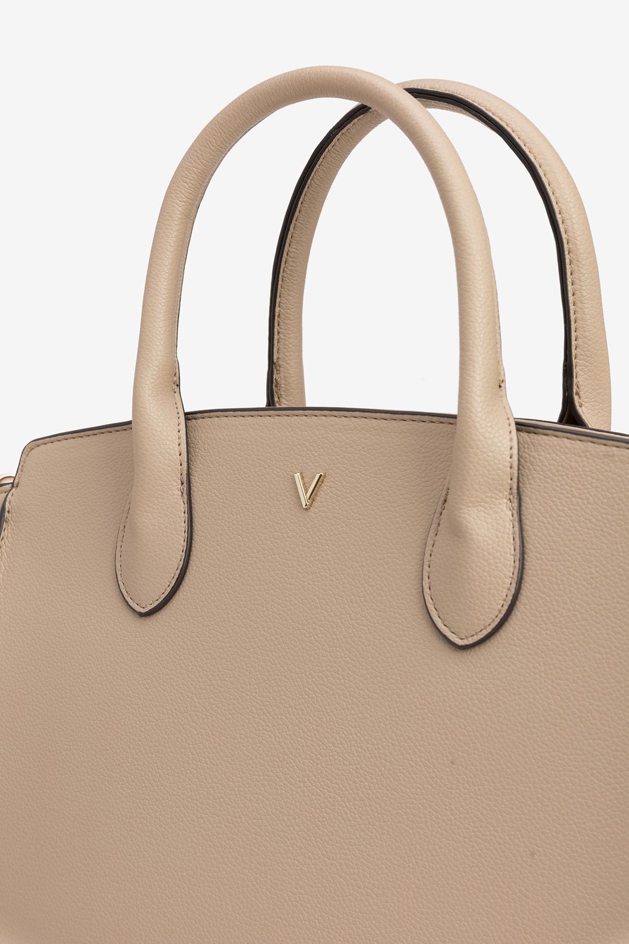 Beige Structured Shoulder Bag