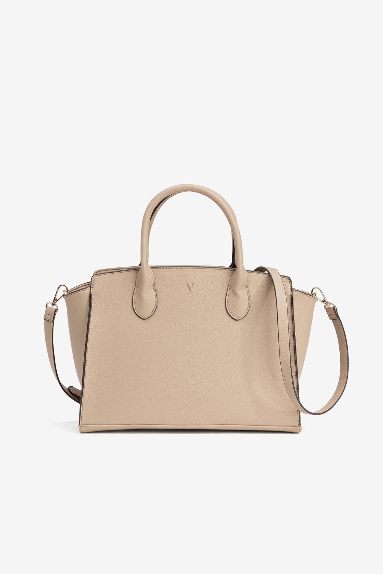Beige Structured Shoulder Bag