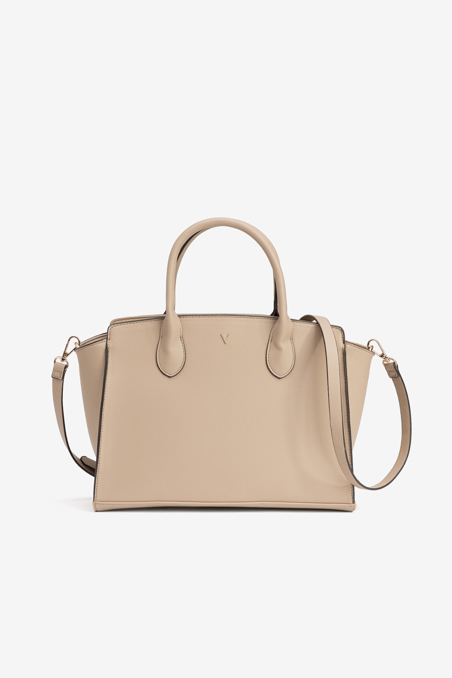 Beige Structured Shoulder Bag
