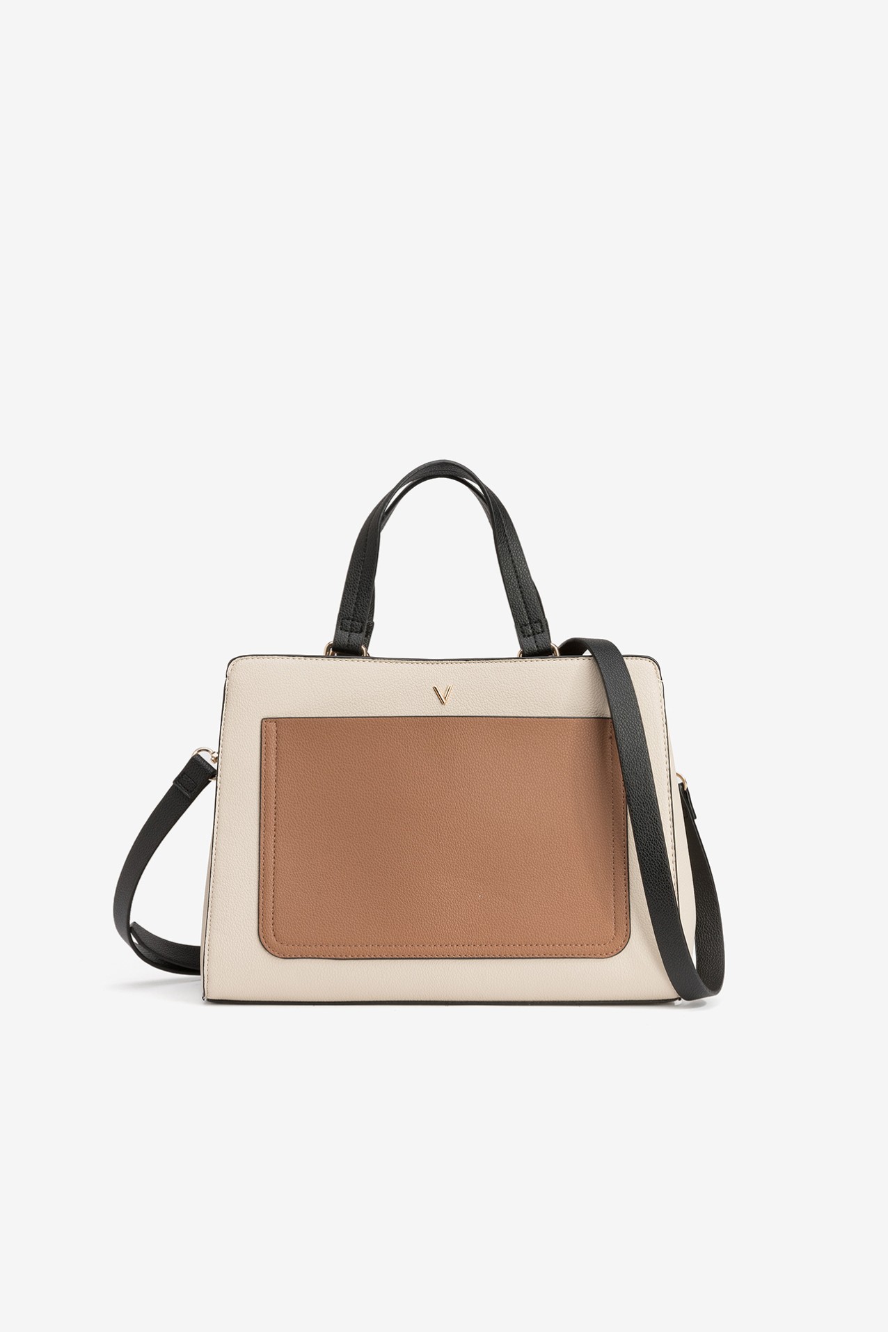 Bolso beige con asas negras