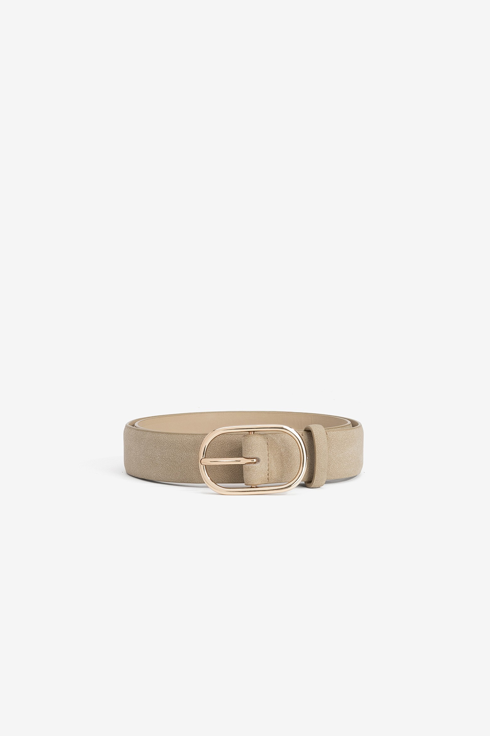 Beige Belt With Gold Buckle
