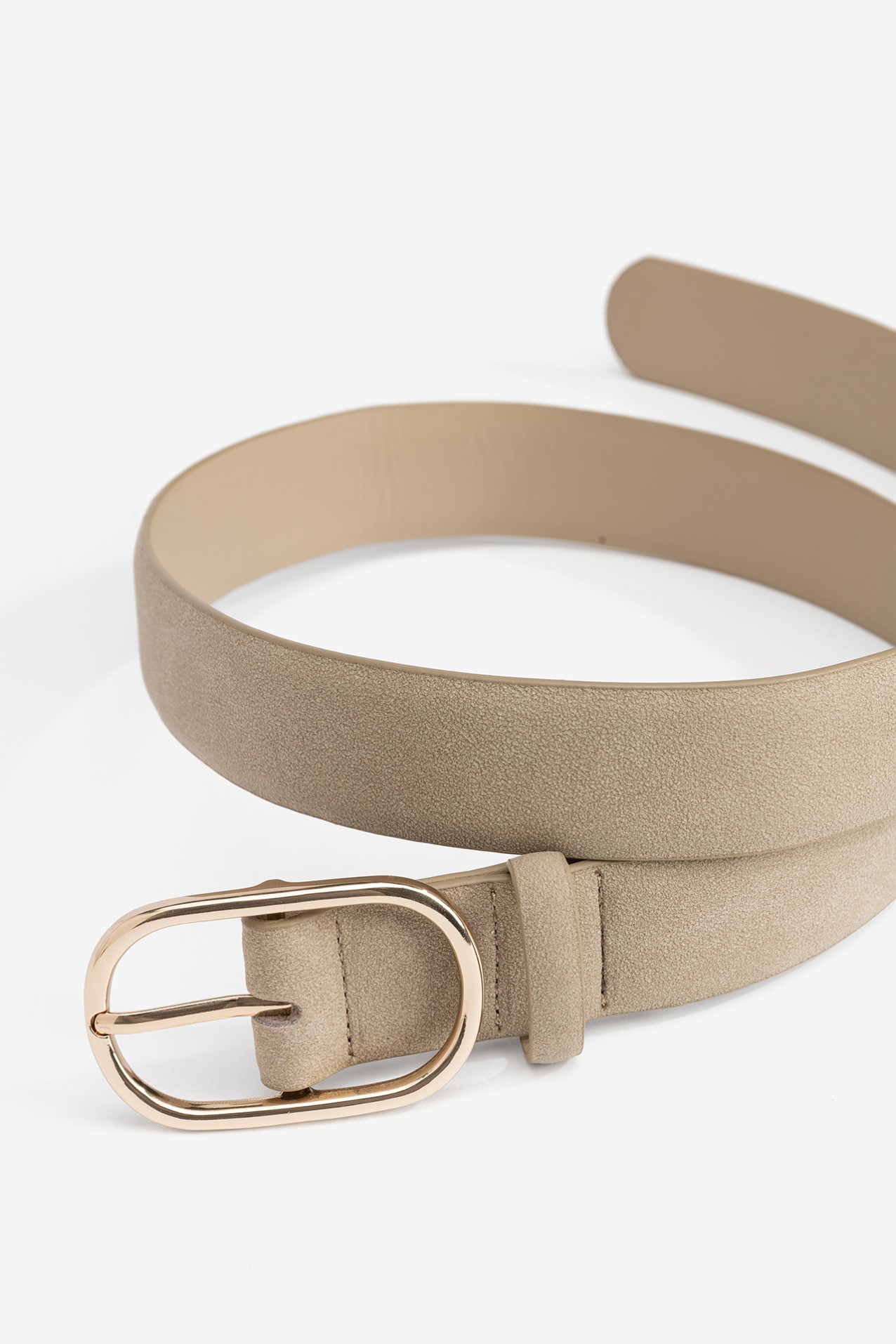 Beige Belt With Gold Buckle