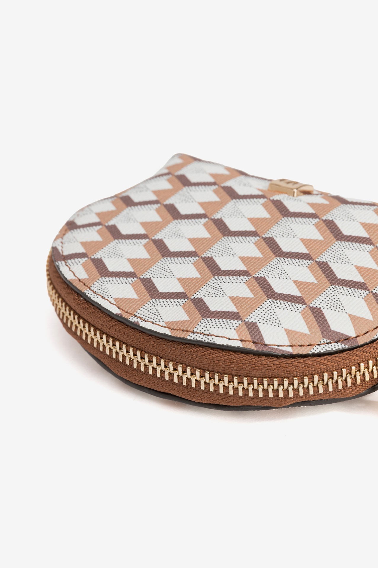Monedero geom�trico marr�n beige