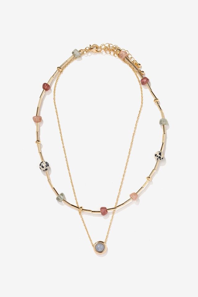 Double Gold Necklace Beads