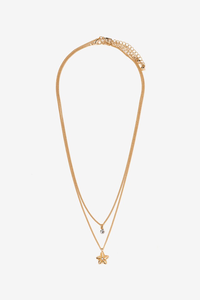 Gold Layered Flower Necklace
