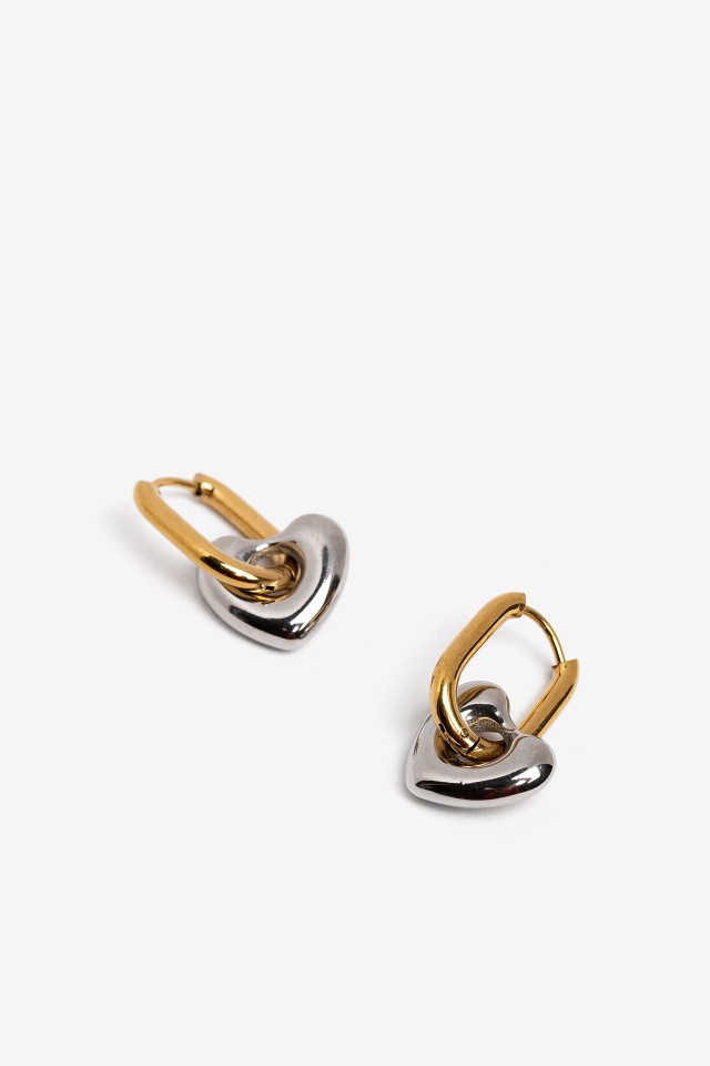 Silver Heart Drop Earrings