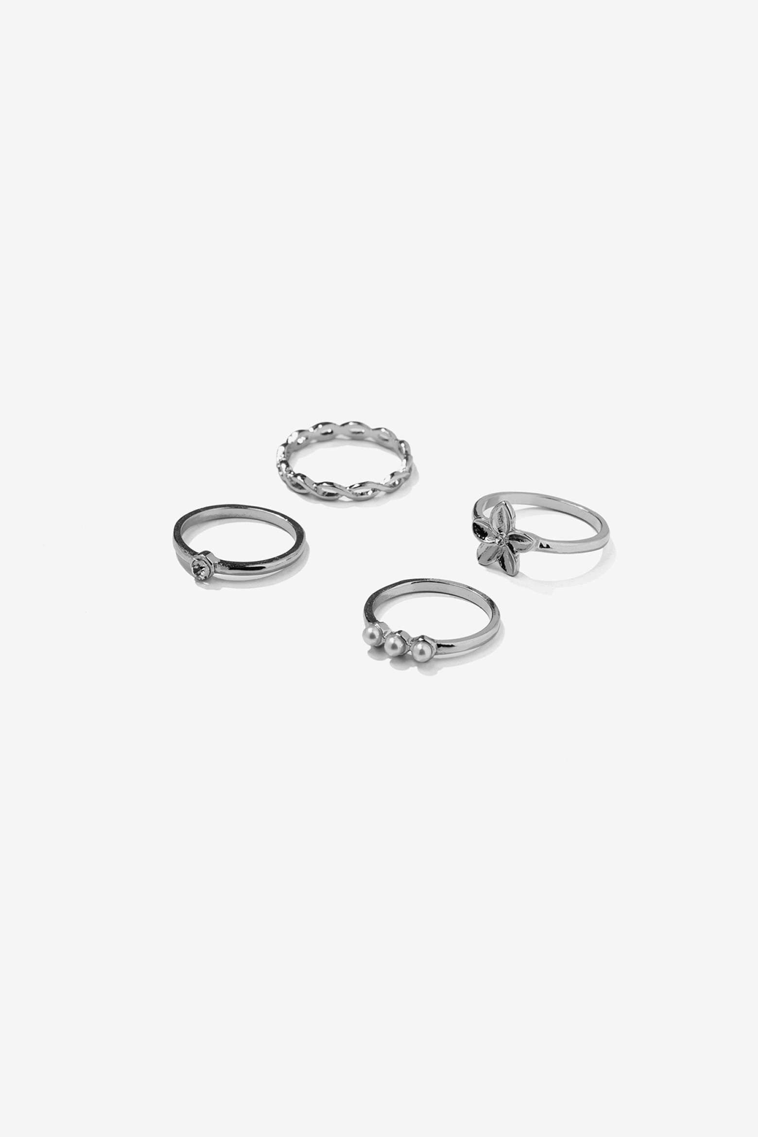 Silver Tone Ring Set