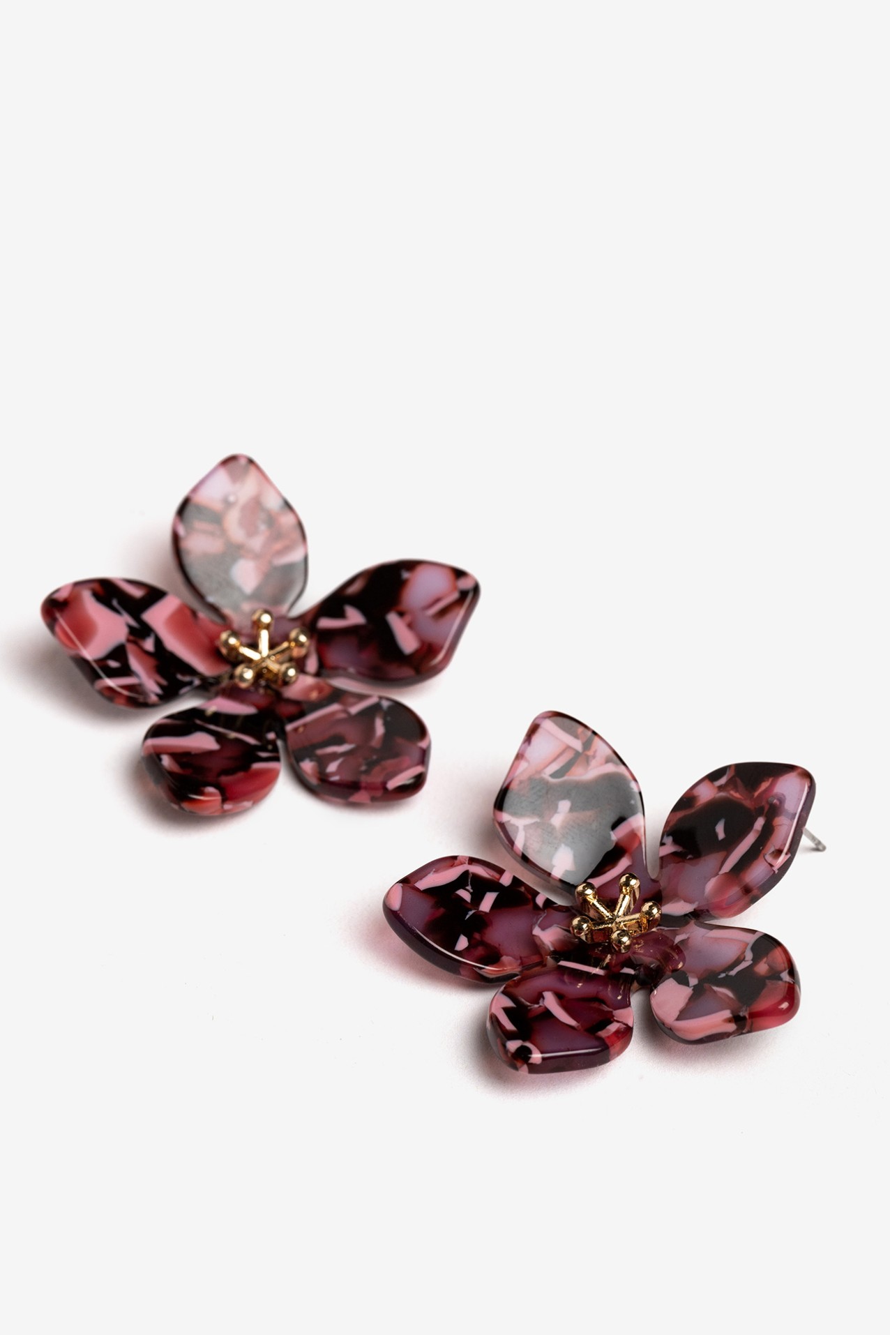 Pendientes flor efecto carey